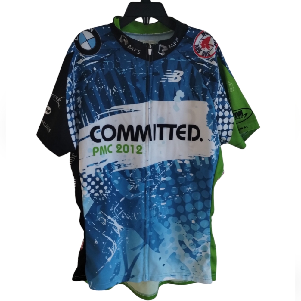 New Balance Pan Mass Challenge Women's Cycling Bike Shirt Blue Green SZ: M 2012